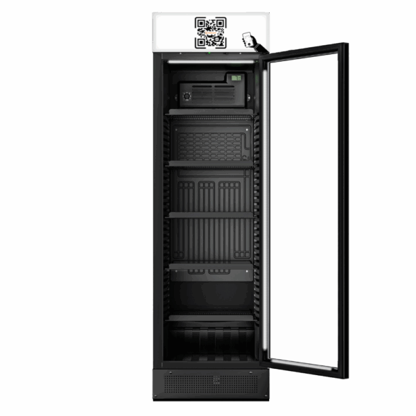 Enkelkyl 345 liter - Varuautomat med swish -Foodlock - Enkelkyl (Stående kyl med enkeldörr 345 liter) Pris_ Från 11890_- - Marknadens mest prisvärda varuautomat 2025! 